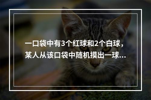 一口袋中有3个红球和2个白球，某人从该口袋中随机摸出一球，摸