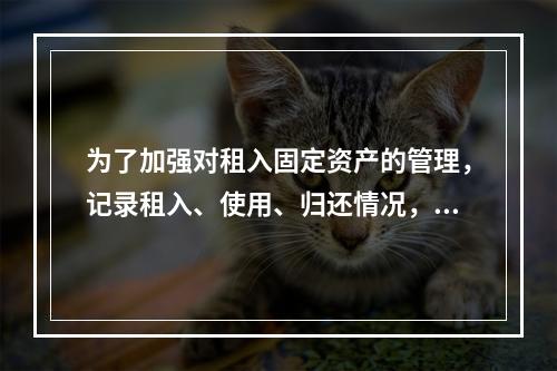 为了加强对租入固定资产的管理，记录租入、使用、归还情况，企业