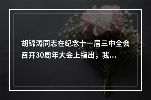 胡锦涛同志在纪念十一届三中全会召开30周年大会上指出，我们要