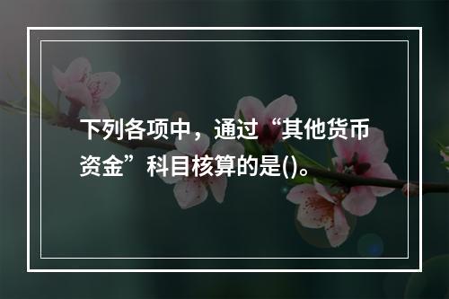 下列各项中，通过“其他货币资金”科目核算的是()。