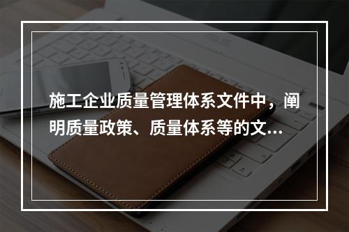 施工企业质量管理体系文件中，阐明质量政策、质量体系等的文件是