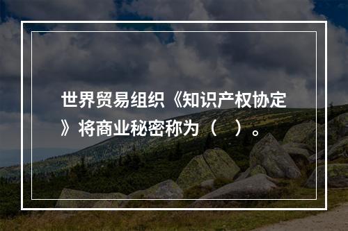 世界贸易组织《知识产权协定》将商业秘密称为（　）。