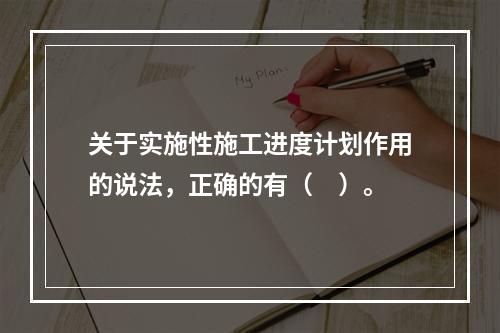 关于实施性施工进度计划作用的说法，正确的有（　）。