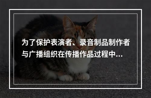 为了保护表演者、录音制品制作者与广播组织在传播作品过程中所产