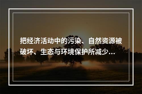 把经济活动中的污染、自然资源被破坏、生态与环境保护所减少和增