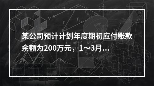 某公司预计计划年度期初应付账款余额为200万元，1～3月份采