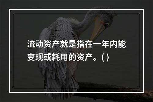 流动资产就是指在一年内能变现或耗用的资产。( )