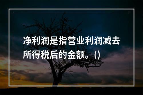 净利润是指营业利润减去所得税后的金额。()