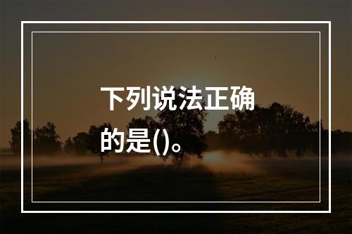 下列说法正确的是()。