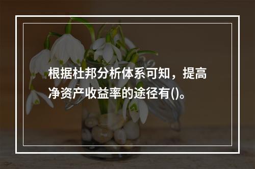 根据杜邦分析体系可知，提高净资产收益率的途径有()。