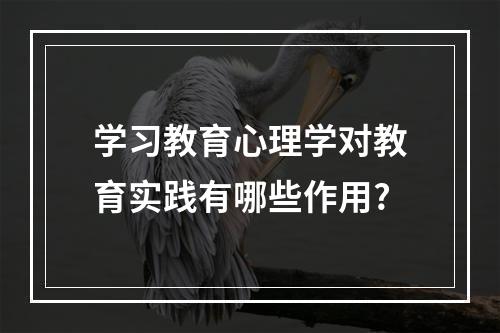 学习教育心理学对教育实践有哪些作用?