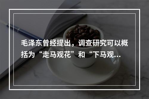 毛泽东曾经提出，调查研究可以概括为“走马观花”和“下马观花”