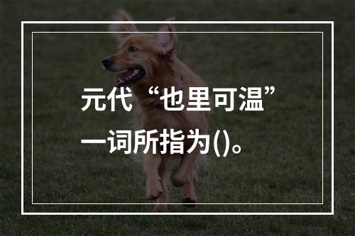 元代“也里可温”一词所指为()。