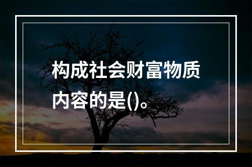 构成社会财富物质内容的是()。