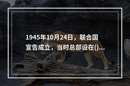 1945年10月24日，联合国宣告成立，当时总部设在()。