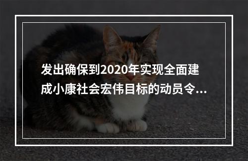 发出确保到2020年实现全面建成小康社会宏伟目标的动员令的是