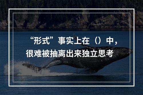 “形式”事实上在（）中，很难被抽离出来独立思考