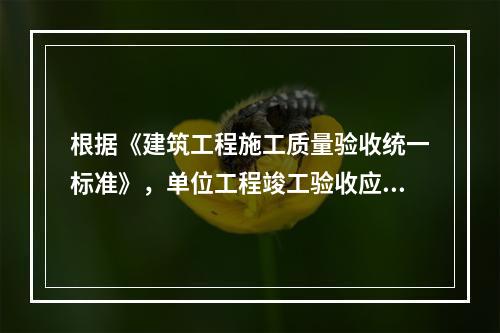 根据《建筑工程施工质量验收统一标准》，单位工程竣工验收应由建