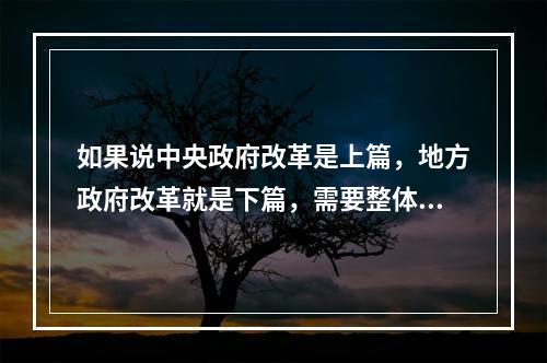 如果说中央政府改革是上篇，地方政府改革就是下篇，需要整体构思