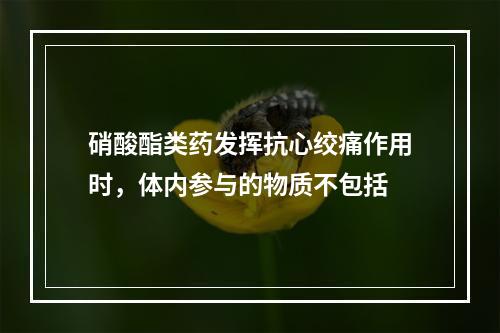 硝酸酯类药发挥抗心绞痛作用时，体内参与的物质不包括