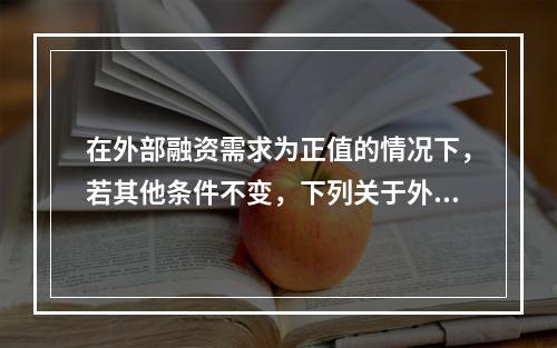 在外部融资需求为正值的情况下，若其他条件不变，下列关于外部融