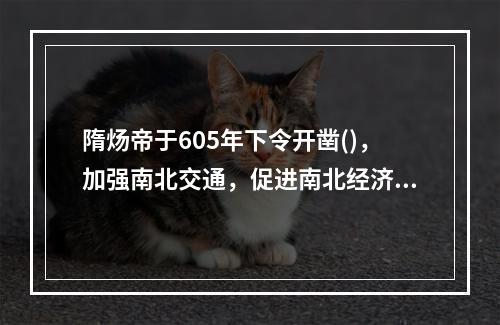 隋炀帝于605年下令开凿()，加强南北交通，促进南北经济文化