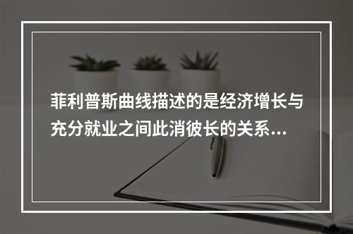 菲利普斯曲线描述的是经济增长与充分就业之间此消彼长的关系。(