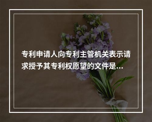 专利申请人向专利主管机关表示请求授予其专利权愿望的文件是()