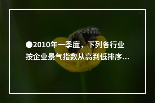 ●2010年一季度，下列各行业按企业景气指数从高到低排序正确