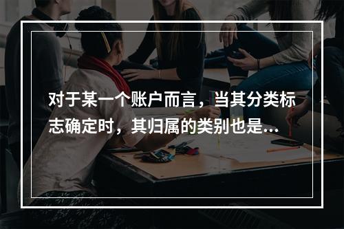 对于某一个账户而言，当其分类标志确定时，其归属的类别也是唯一