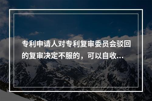 专利申请人对专利复审委员会驳回的复审决定不服的，可以自收到通