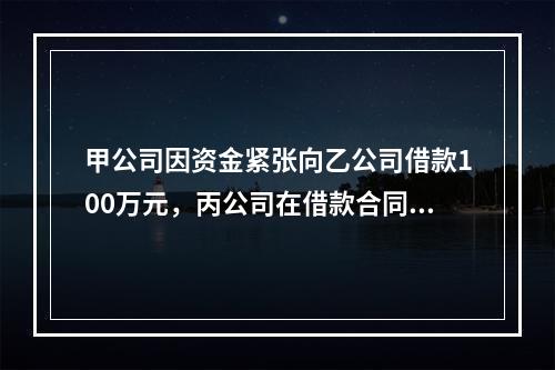 甲公司因资金紧张向乙公司借款100万元，丙公司在借款合同上签