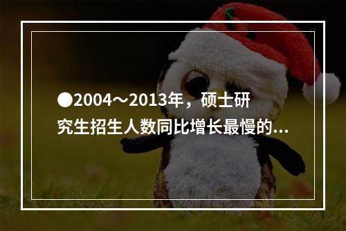 ●2004～2013年，硕士研究生招生人数同比增长最慢的是(