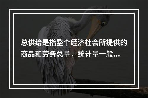 总供给是指整个经济社会所提供的商品和劳务总量，统计量一般用(