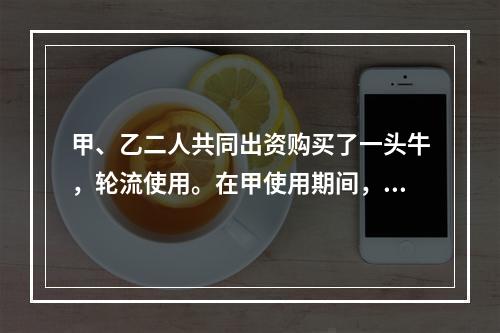 甲、乙二人共同出资购买了一头牛，轮流使用。在甲使用期间，一天