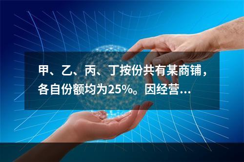 甲、乙、丙、丁按份共有某商铺，各自份额均为25%。因经营理念