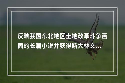 反映我国东北地区土地改革斗争画面的长篇小说并获得斯大林文学奖