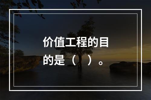 价值工程的目的是（　）。