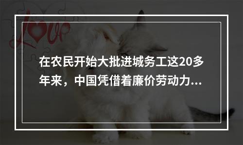 在农民开始大批进城务工这20多年来，中国凭借着廉价劳动力成为