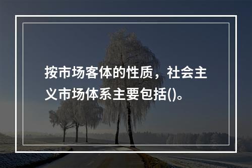 按市场客体的性质，社会主义市场体系主要包括()。