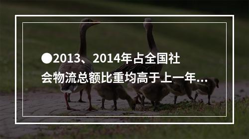 ●2013、2014年占全国社会物流总额比重均高于上一年水平