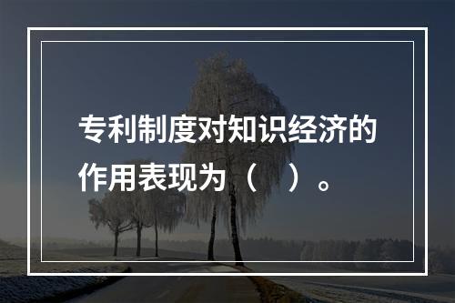 专利制度对知识经济的作用表现为（　）。