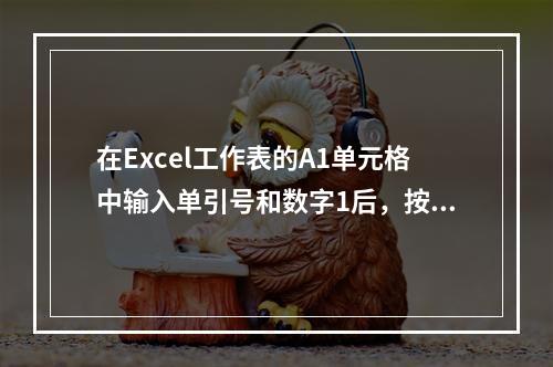 在Excel工作表的A1单元格中输入单引号和数字1后，按回车