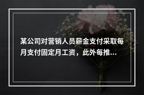 某公司对营销人员薪金支付采取每月支付固定月工资，此外每推销一