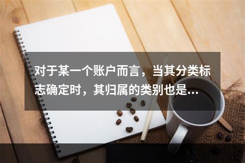 对于某一个账户而言，当其分类标志确定时，其归属的类别也是唯一