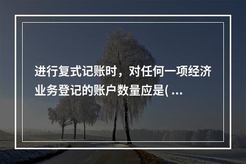 进行复式记账时，对任何一项经济业务登记的账户数量应是( )。