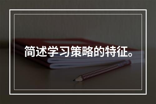 简述学习策略的特征。