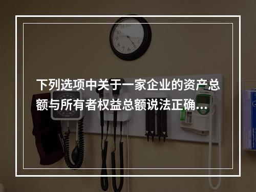 下列选项中关于一家企业的资产总额与所有者权益总额说法正确的是