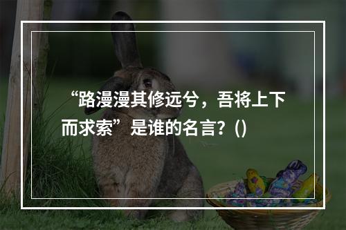 “路漫漫其修远兮，吾将上下而求索”是谁的名言？()