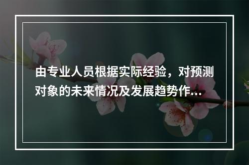 由专业人员根据实际经验，对预测对象的未来情况及发展趋势作出预